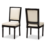 Baxton Studio Louane Traditional French Inspired Beige Faux Leather Upholstered and Black Finished Wood 2-Piece Dining Chair Set
